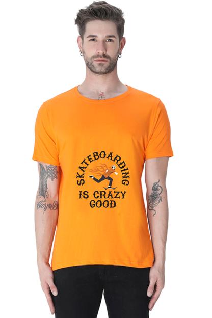 Skateboard Unisex Cotton Round Neck T-shirt - Crazy