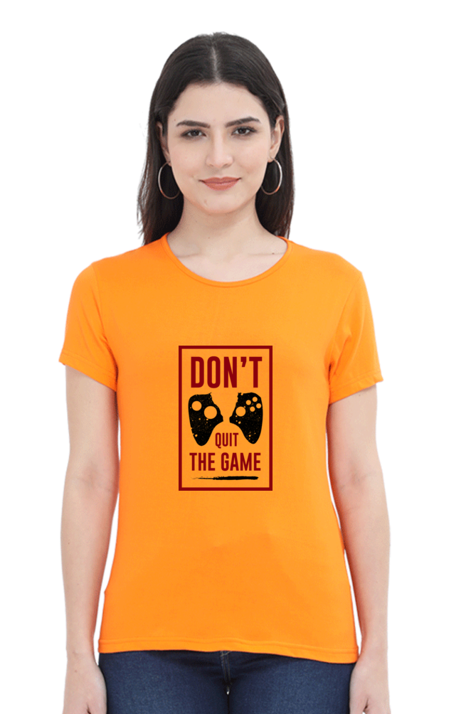 Women’s Round Neck Printed Gamer T-Shirts -  Quit