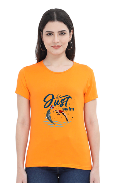 Women  Swimming Half Sleeve T-Shirt - Just Swim