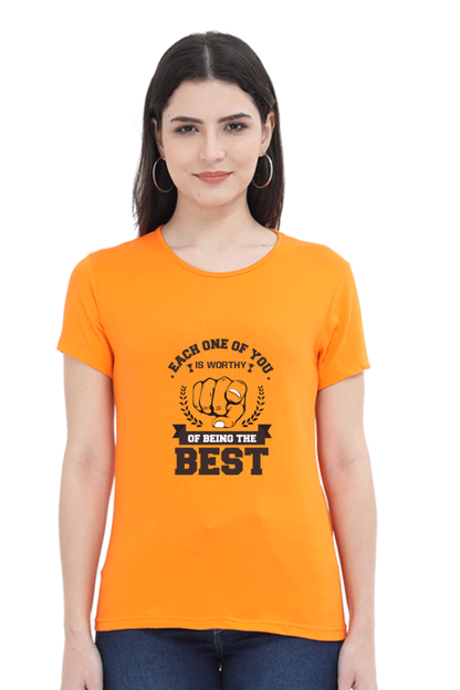 Women’s Round Neck Printed Motivational T-Shirts -  Worthy