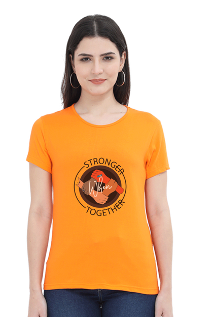 Women’s Round Neck Printed Motivational T-Shirts -  Stronger