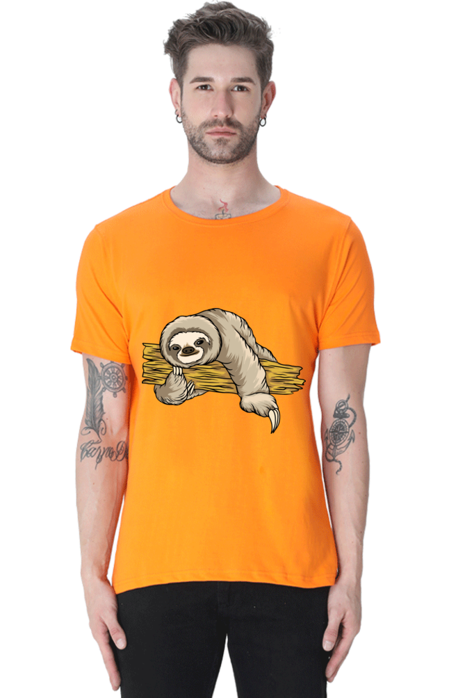 Men's Round Neck Sloth T-Shirt - Cuddle