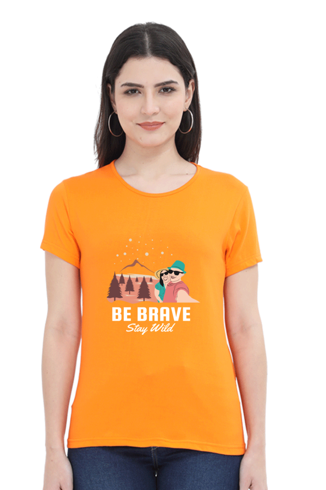 Women’s Round Neck Printed Adventure T-Shirts -  stay wild