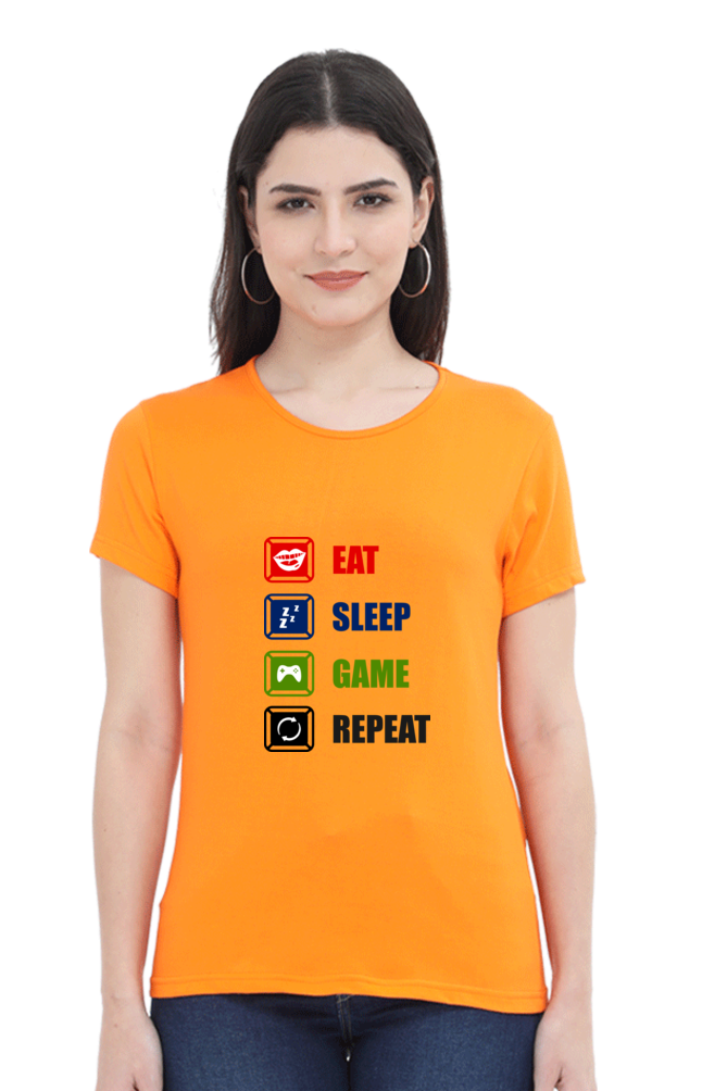 Women’s Round Neck Printed Gamer T-Shirts -  Repeat