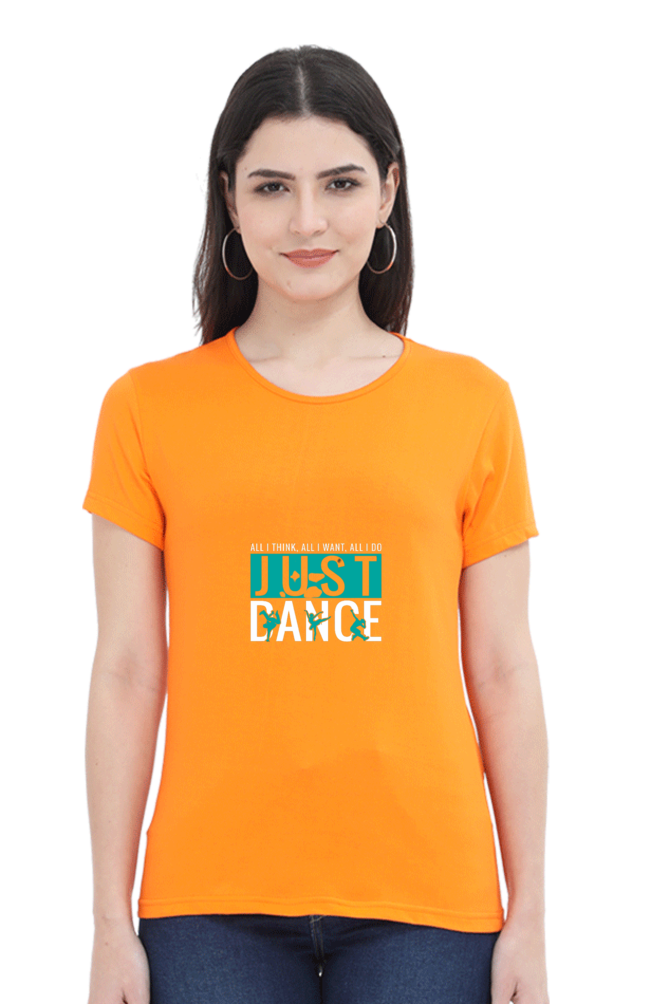 Women’s Round Neck Printed Dance T-Shirts - just dance