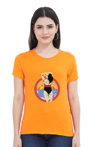 Women’s Round Neck Printed Summer T-Shirts - Girl