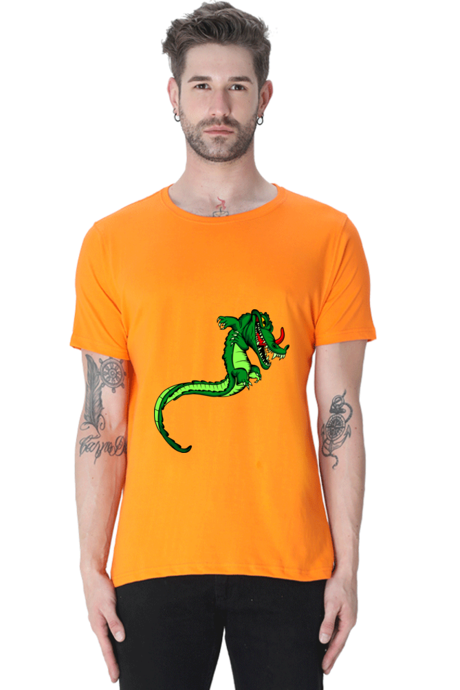 Men's Animal's & Monster's Cotton Round Neck T-Shirt - dragon