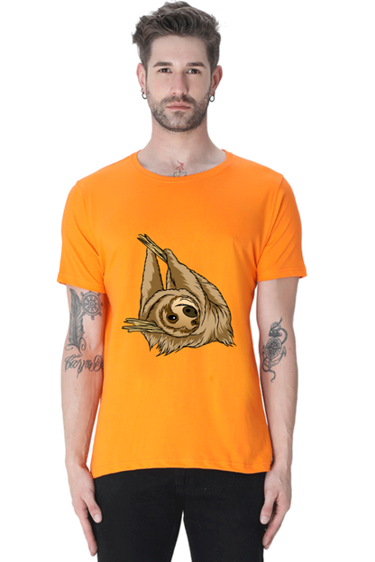 Men's Round Neck Sloth T-Shirt - say cheese