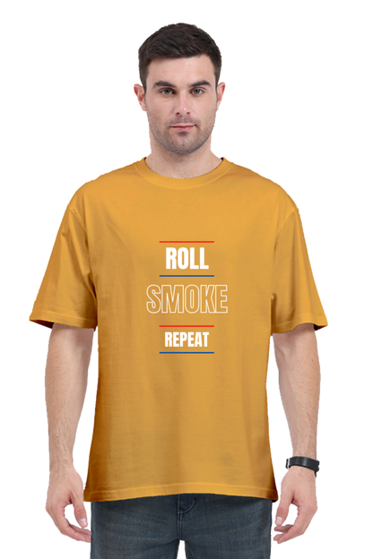 Round Neck Half-Sleeves - Roll Smoke Repeat T-Shirt