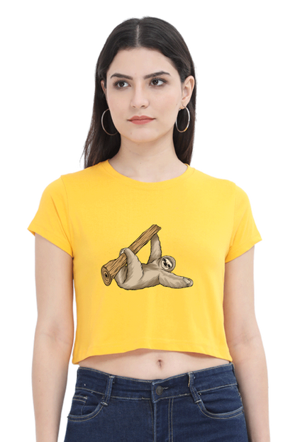 Women Sloth Crop Top - say Hi !