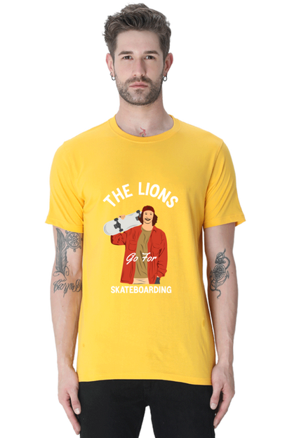 Skateboard Unisex Cotton Round Neck T-shirt - The Lion's