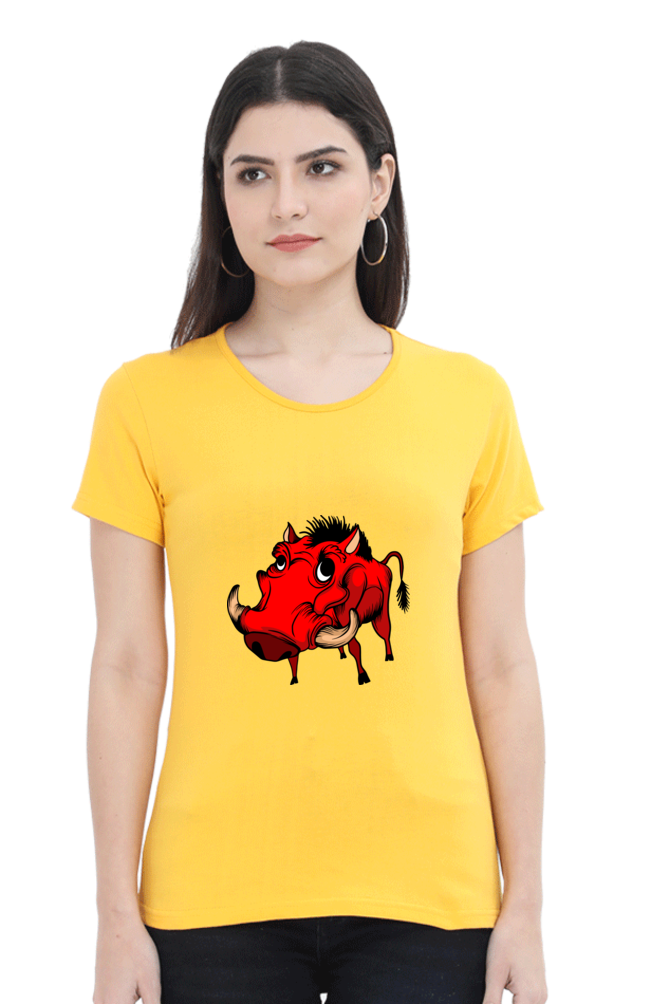 Women’s Round Neck Printed Animal's & Monster's T-Shirts -  monster rino