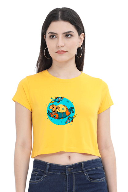 Women Animal's & Monster's  Crop Top -  tweaking dog