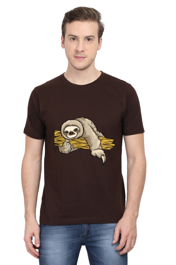 Men's Round Neck Sloth T-Shirt - Cuddle