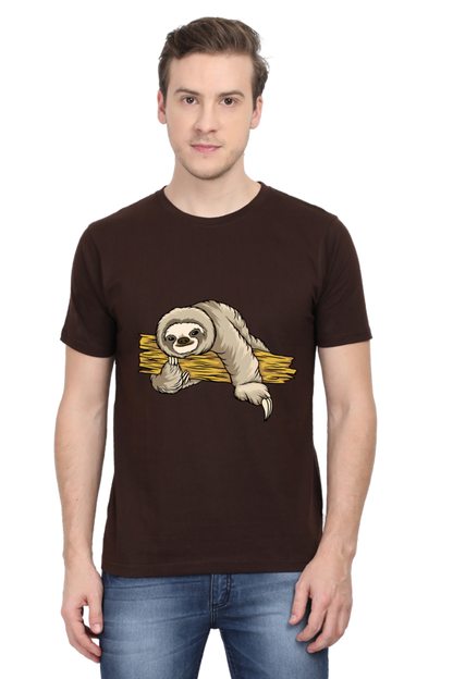 Men's Round Neck Sloth T-Shirt - Cuddle