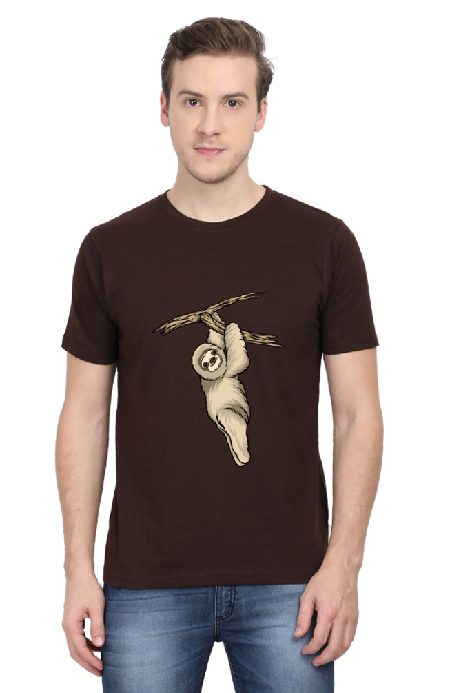 Men's Round Neck Sloth T-Shirt - play baby