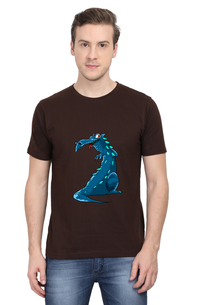 Men's Animal's & Monster's Cotton Round Neck T-Shirt - dinosaur