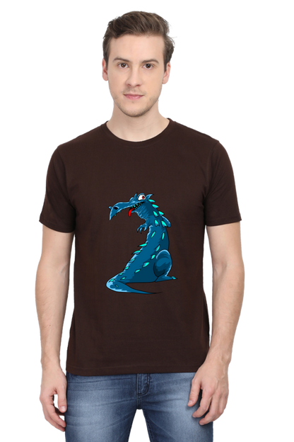 Men's Animal's & Monster's Cotton Round Neck T-Shirt - dinosaur