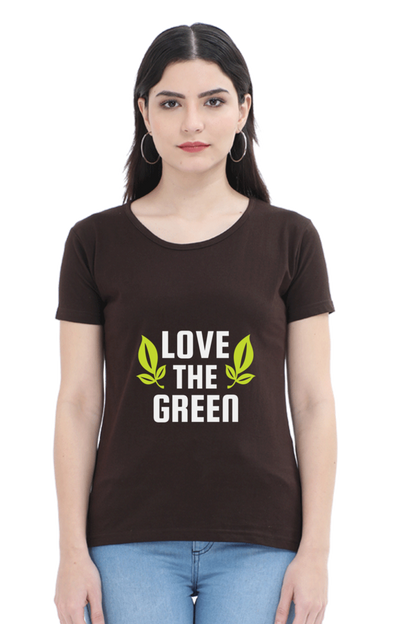 Women’s Round Neck Printed Gardening T-Shirts -   green