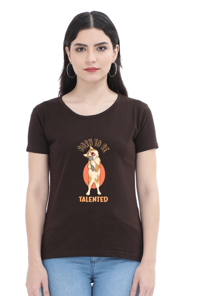 Women’s Round Neck Printed Funny & Queen SVG T-Shirts -  talented