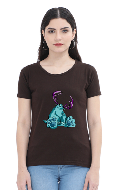 Women’s Round Neck Printed Animal's & Monster's T-Shirts -  huge monster