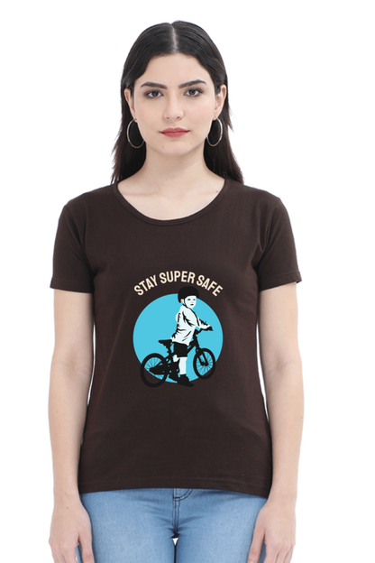 Women’s Round Neck Printed Rider T-Shirts -  super safe