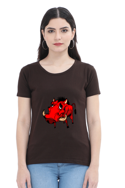 Women’s Round Neck Printed Animal's & Monster's T-Shirts -  monster rino