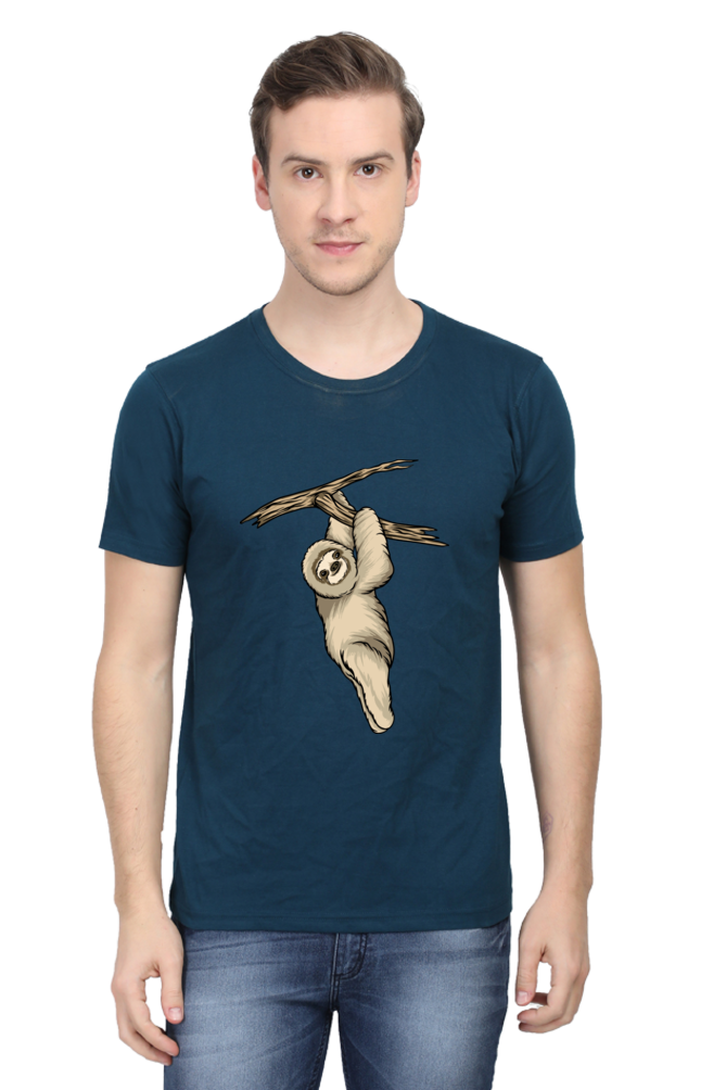 Men's Round Neck Sloth T-Shirt - play baby