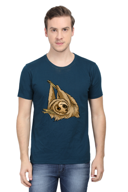 Men's Round Neck Sloth T-Shirt - say cheese