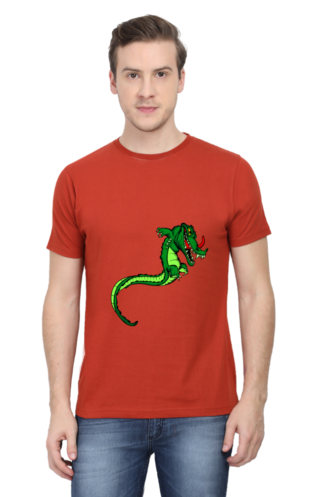 Men's Animal's & Monster's Cotton Round Neck T-Shirt - dragon