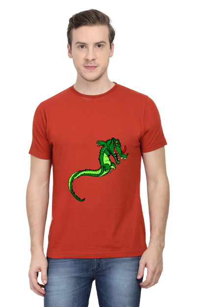 Men's Animal's & Monster's Cotton Round Neck T-Shirt - dragon