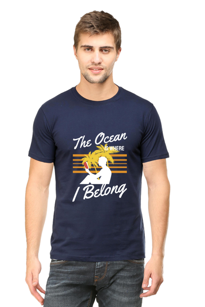 Men's Round Neck Summer T-Shirt - Ocean