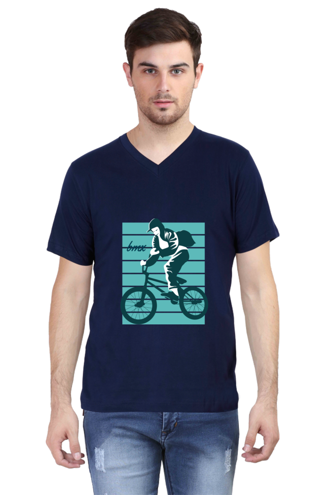 Men's BMX V Neck T-Shirt - bagpack