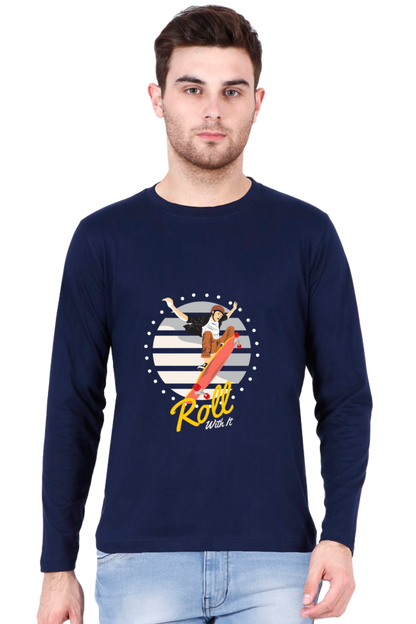 Men’s  Skateboard Full Sleeve - T Shirt  - Roll with it