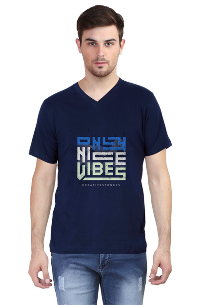 Men's Minimalistic V Neck T-Shirt -  Nice