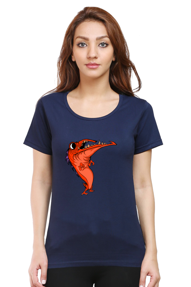 Women’s Round Neck Printed Animal's & Monster's T-Shirts - dancing monster