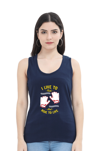 Women Skateboard Tank Top -  Live to ride