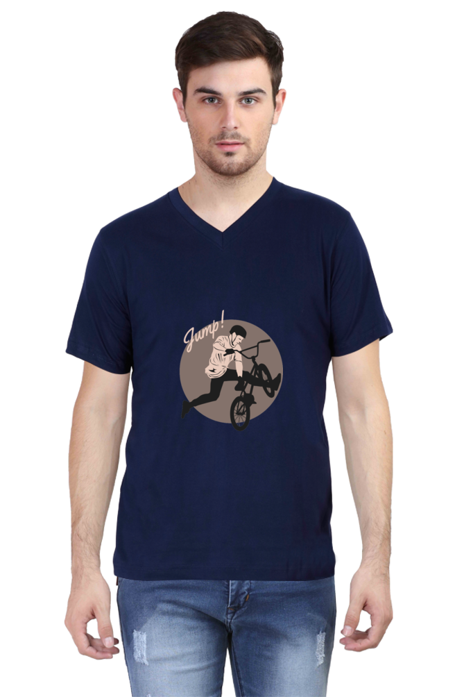 Men's BMX V Neck T-Shirt - jump