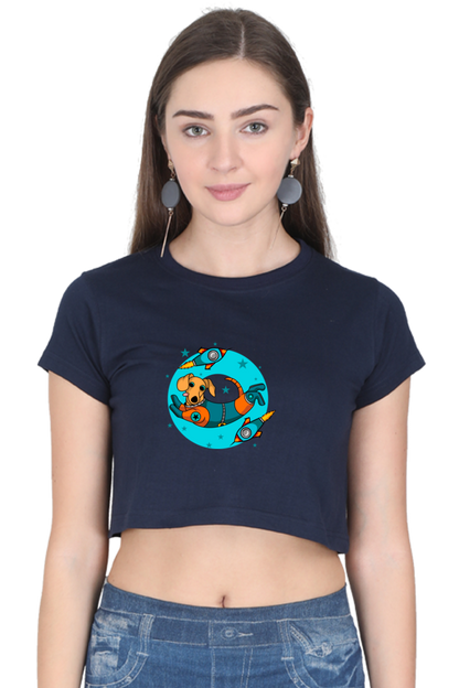 Women Animal's & Monster's  Crop Top -  tweaking dog