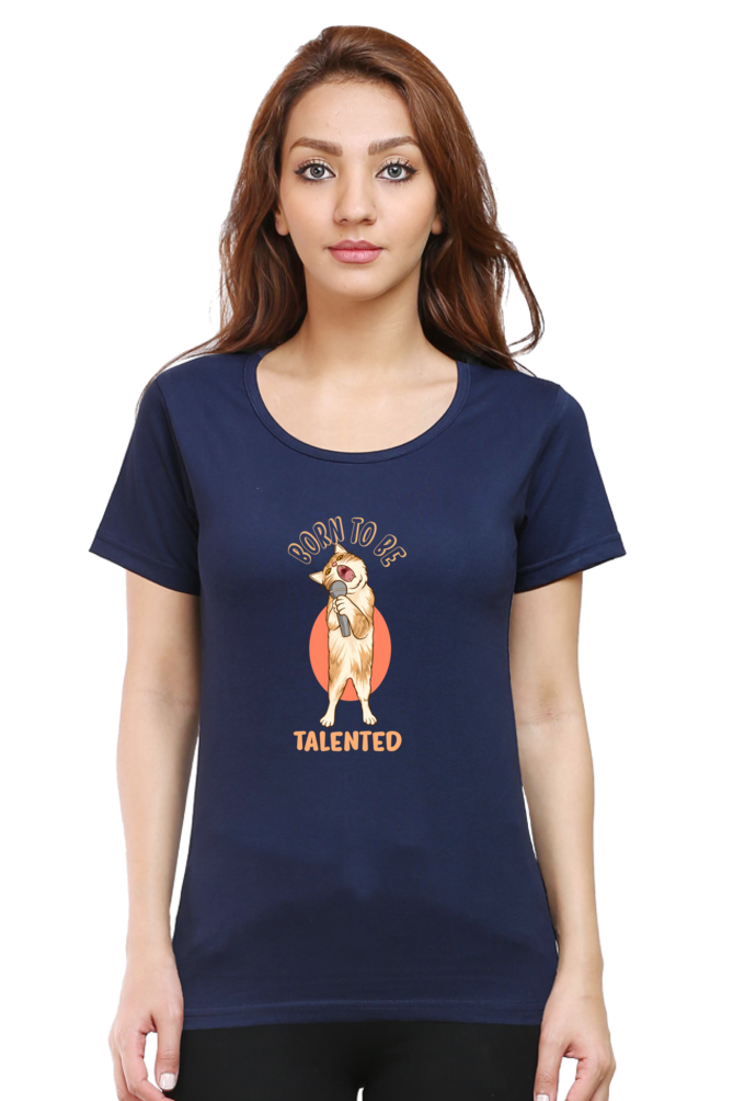 Women’s Round Neck Printed Funny & Queen SVG T-Shirts -  talented