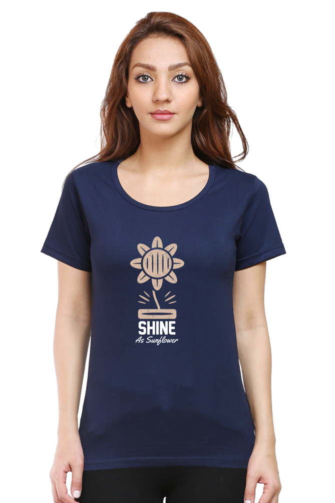 Women’s Round Neck Printed Gardening T-Shirts -   shine