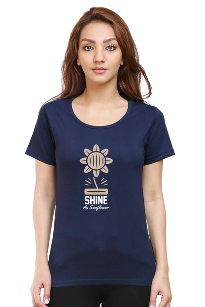 Women’s Round Neck Printed Gardening T-Shirts -   shine