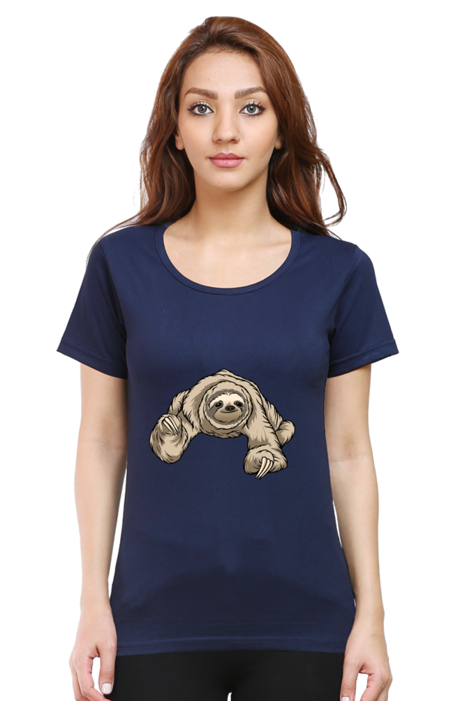 Women’s Round Neck Printed Sloth T-Shirts -  twerking sloth