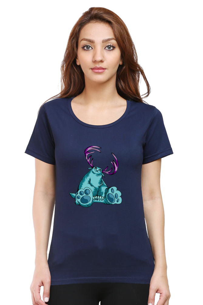 Women’s Round Neck Printed Animal's & Monster's T-Shirts -  huge monster