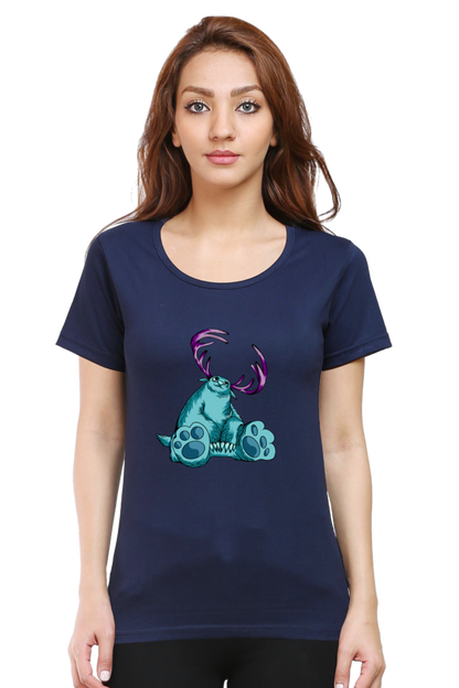 Women’s Round Neck Printed Animal's & Monster's T-Shirts -  huge monster