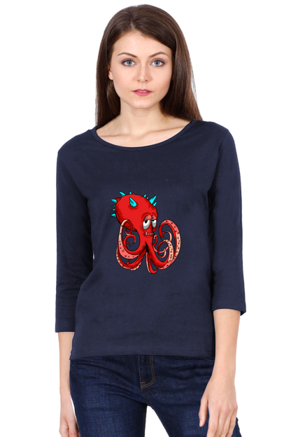 Women’s Full Sleeves Animal's & Monster's  T-Shirts - monster octopus