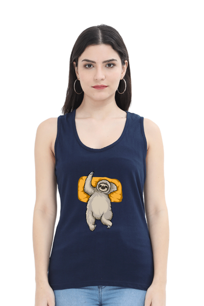 Women Sloth Tank Top - sleepy wave