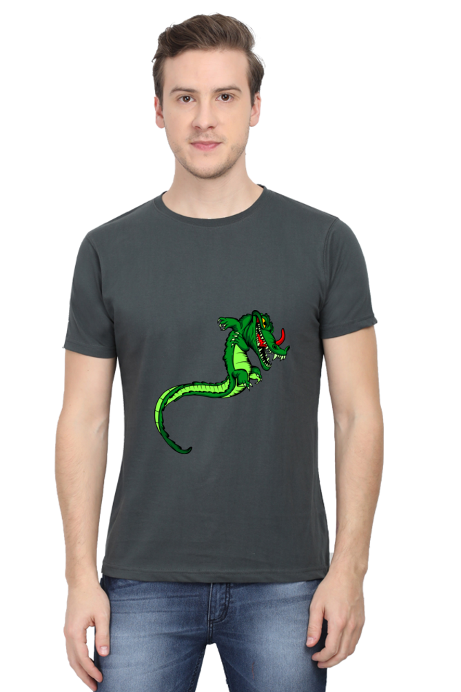Men's Animal's & Monster's Cotton Round Neck T-Shirt - dragon