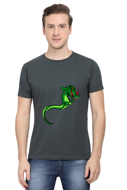 Men's Animal's & Monster's Cotton Round Neck T-Shirt - dragon