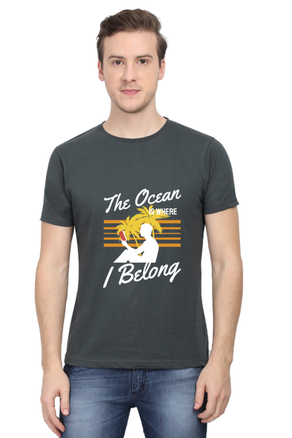Men's Round Neck Summer T-Shirt - Ocean